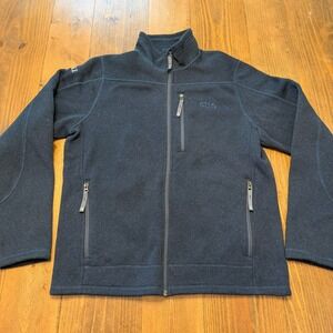 Stio Wilcox Fleece Jacket Mens Large Navy Blue Full Zip Knit *SLEEVE LOGO*